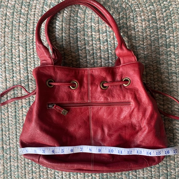 Soprano Red Leather Purse With Drawstring Opening - Picture 4 of 10
